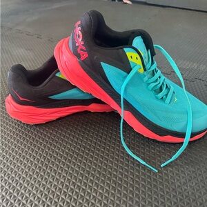 Hoka Zinal Athletic Shoes in Aqua and Coral